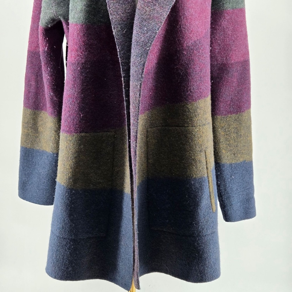 Toad&Co Coatigan Womens L Multicolor Hooded Tweed Overcoat Open Pockets - Picture 2 of 7